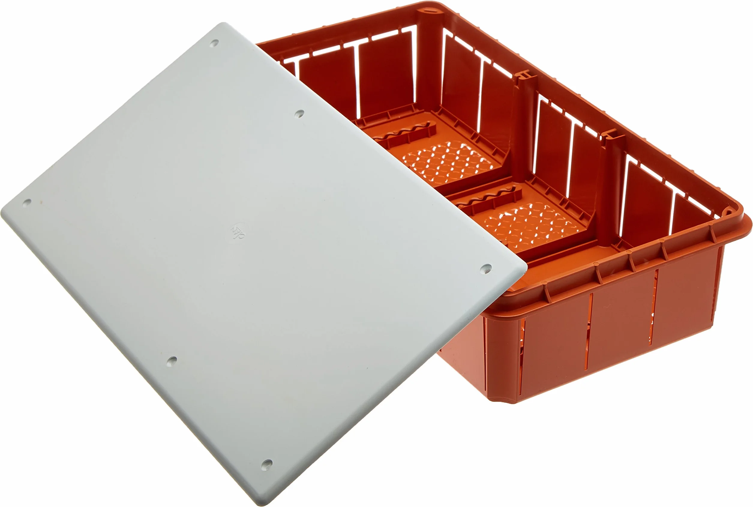 Electraline 60413 Distribution Box gładki do montażu podtynkowego w murze 290 x 150 x 70 mm, biały/pomarańczowy