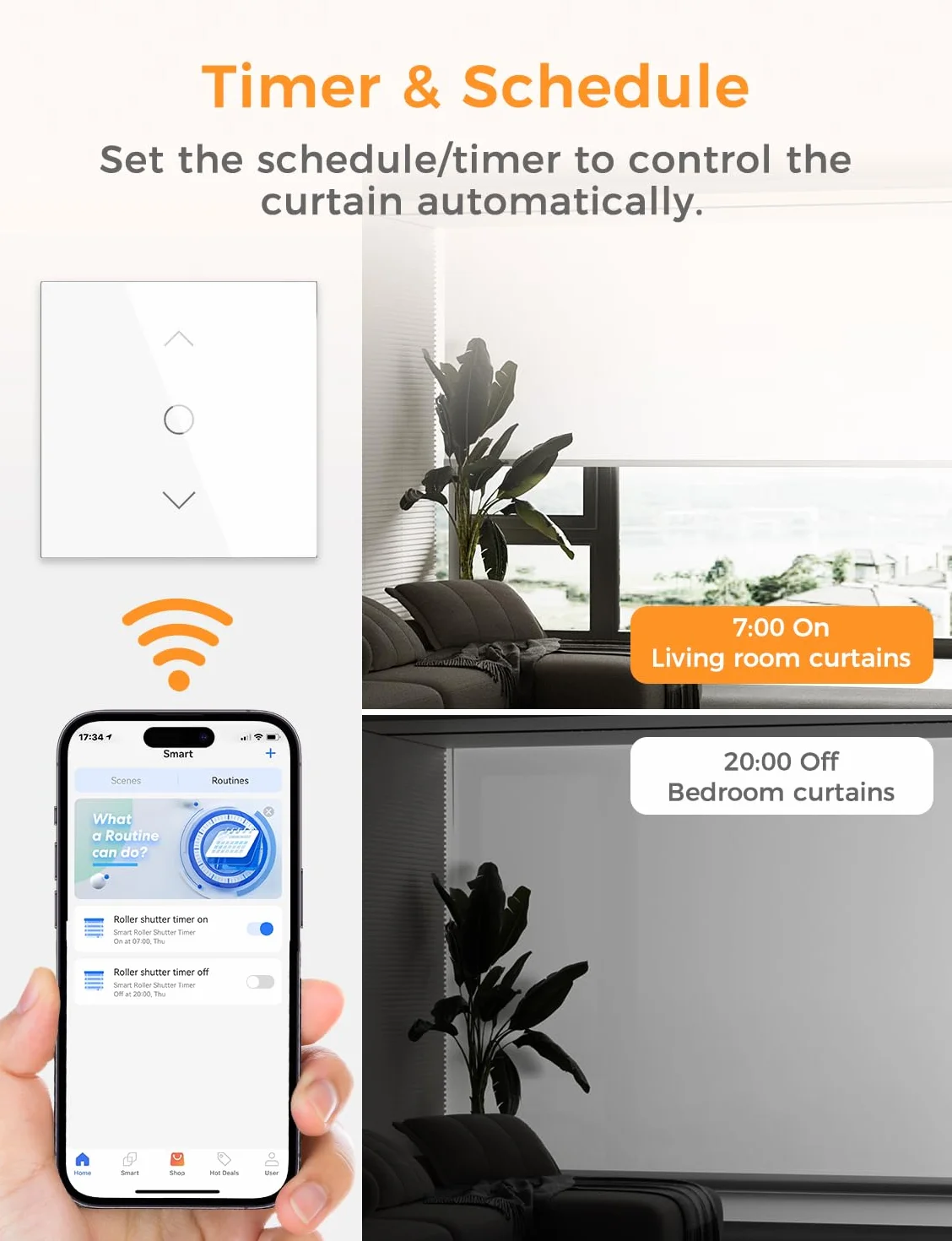 Refoss WLAN Włącznik Rolet z Apple HomeKit, Inteligentny Timer Rolet, Włącznik Rolet WLAN z procentowym sterowaniem, Inteligentne Sterowanie Roletami w Domu, Kompatybilny z Alexą, Siri, Google