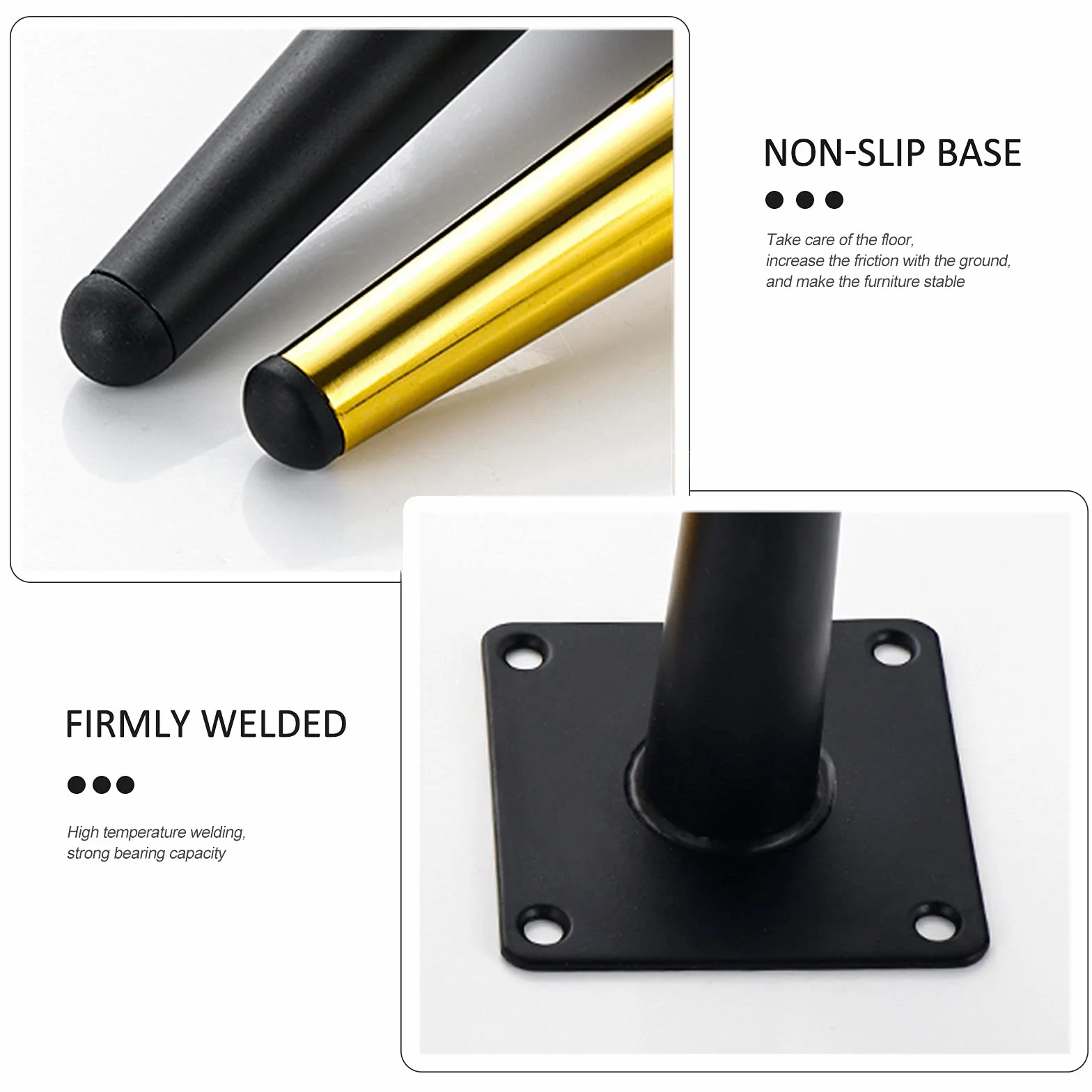 Nogi zamienne Niture, metalowe nogi stołowe DIY, stożkowe nóżki Niture z antypoślizgowymi gumowymi podkładkami, do szafki RTV, sofy, szafki łazienkowej, stolika kawowego, łóżka, biurka/30 cm