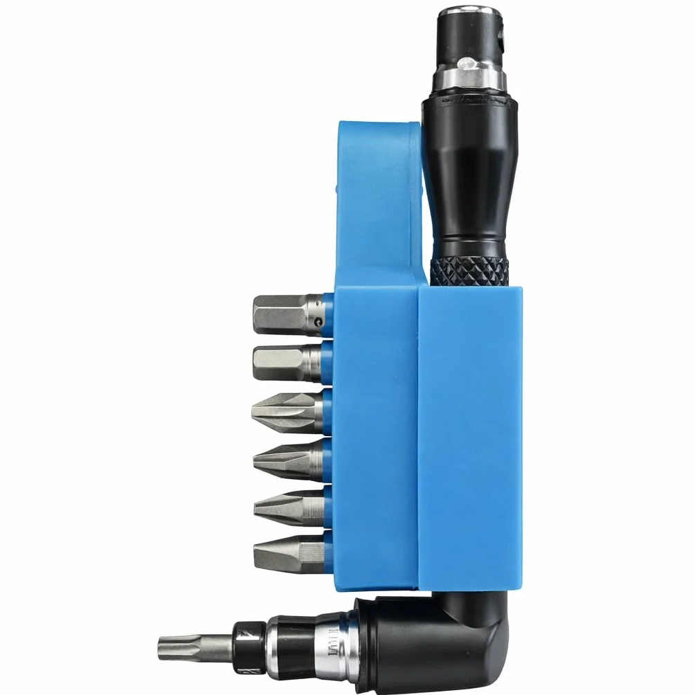 RESSER Wkrętak Kątowy 1/4" z Magnesem 7 Bitów Uchwyt Kątowy do Wiertarki Wkrętarki Adapter