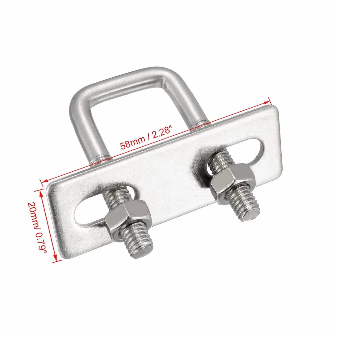 sourcing map 2 sztuki M6 czworokątne śruby w kształcie litery U, kwadratowe bolce pałąkowe 20 x 45 mm z ramką na nakrętki i elementami mocującymi, stal węglowa