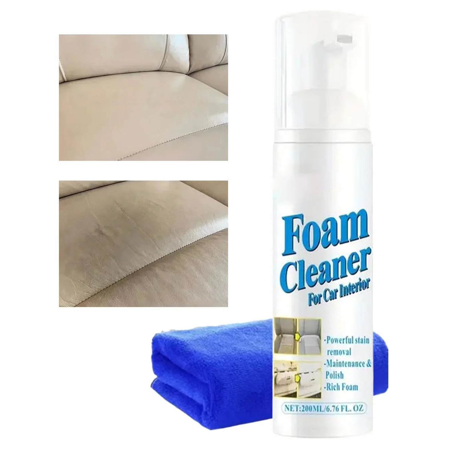 Foam Clean Spray Solution – środek do czyszczenia bez spłukiwania, 200 ml, pianka pielęgnacyjna z łagodną formułą liftingową, zestaw do usuwania włosów, środek do usuwania domu, głębokie oczyszczanie