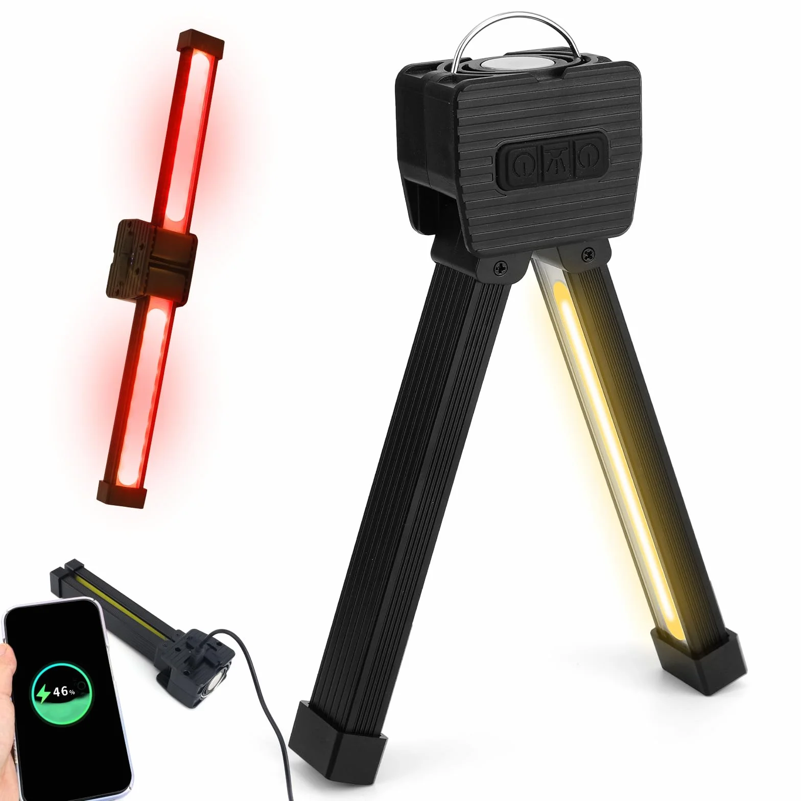 Lampa na Siłownię do Pozowania, Przenośne Magnetyczne LED-Światło 180 Stopni Składane Ręczne Światło Robocze z Haczykiem 7 Poziomów Jasności i 4 Tryby dla Fitnessu, Kempingu, Domu, Biura