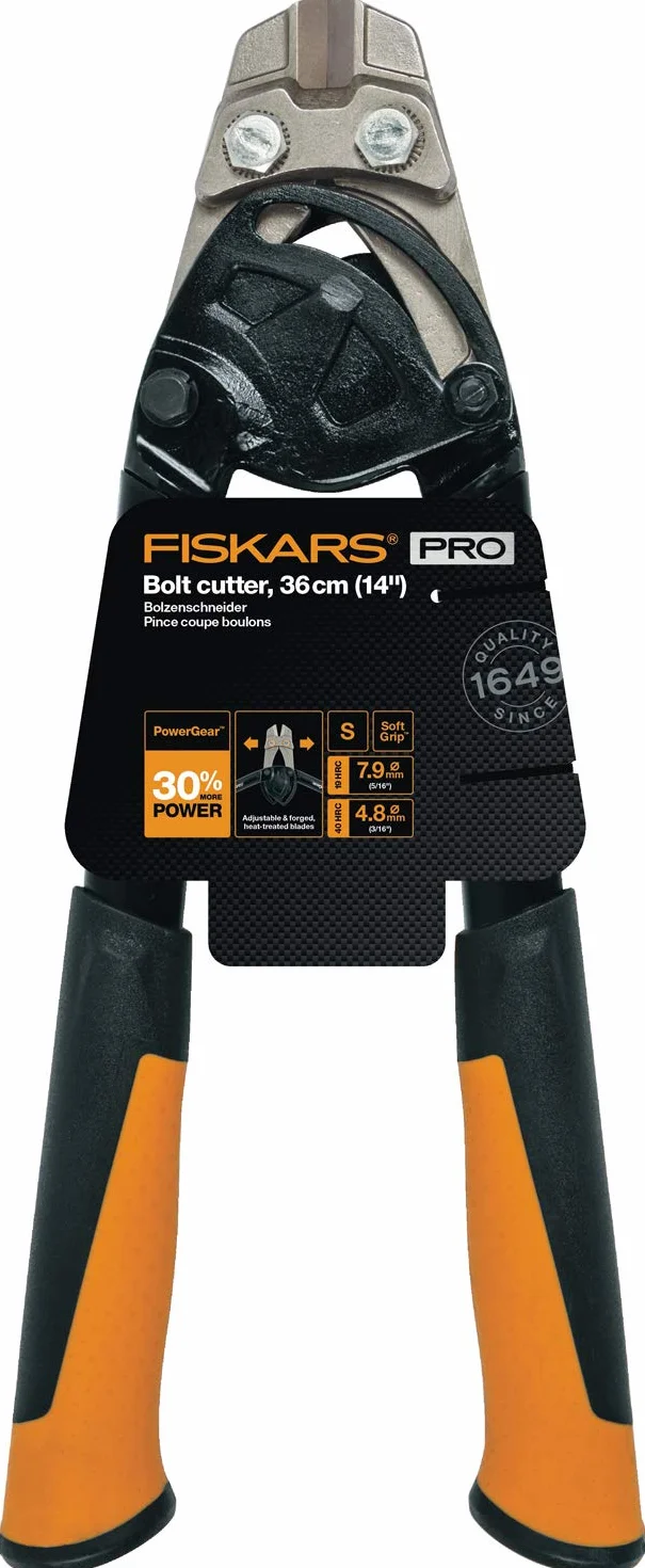 Fiskars Nożyce do cięcia prętów Fiskars, Do 30% większa moc, Długość: 36 cm, Stal/ tworzywo, Czarno-pomarańczowe, PowerGear, 1027213