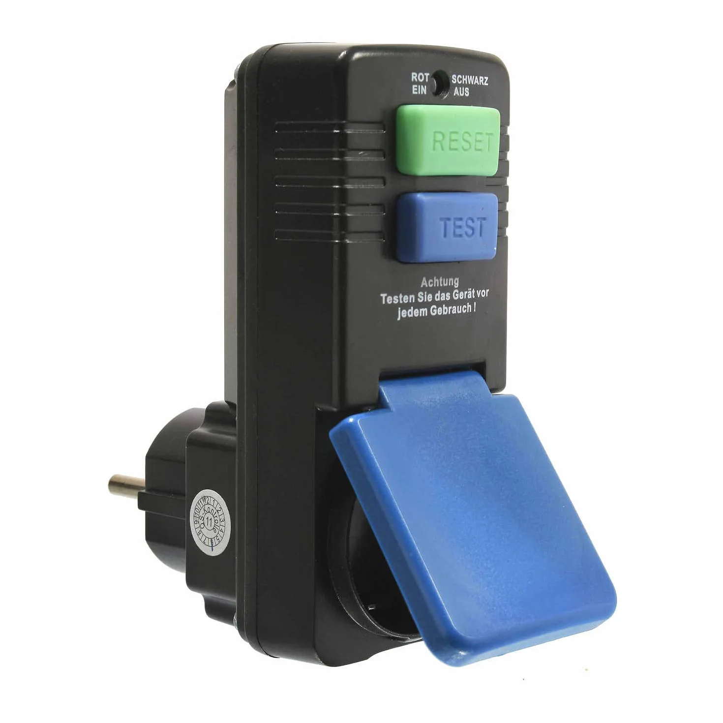 as - Schwabe Personenschutz-Zwischenstecker 30 mA – Schutzkontakt 230 V, 16 A max. 3500 W – Personenschutz-Stecker zum Schutz vor Stromschlägen - Funktionsanzeige und Testschaltung – IP44 I 45230