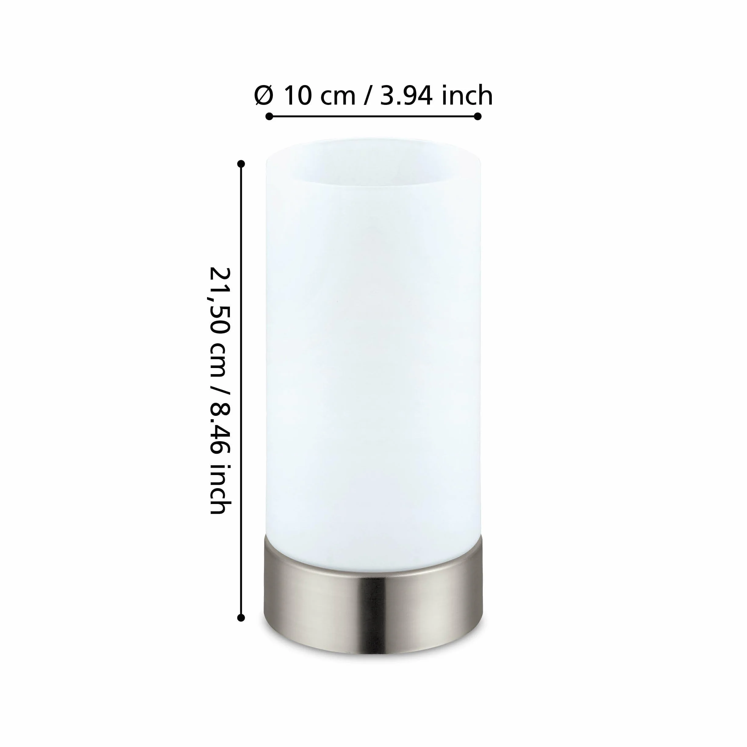 EGLO Lampa stołowa DAMASCO 1, 1-ogniskowa lampa stołowa, lampka nocna ze stali, kolor: nikiel matowy, szkło: satynowe, białe, oprawka: E27, z przełącznikiem