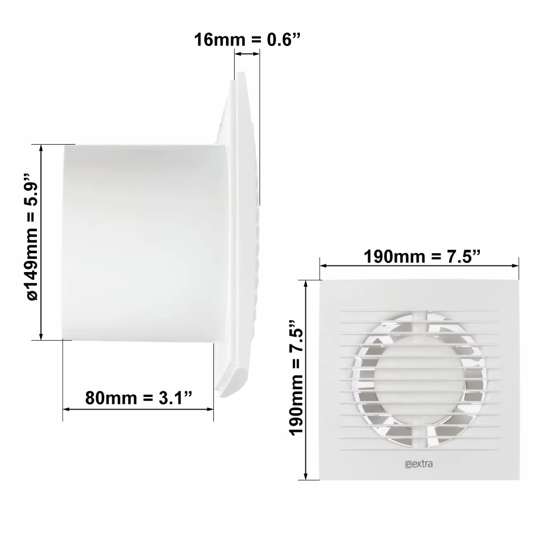 EUROPLAST średnica 150 mm wentylator ścienny wentylator wyciągowy kuchnia toaleta łazienka wentylator łazienkowy tworzywo sztuczne biały