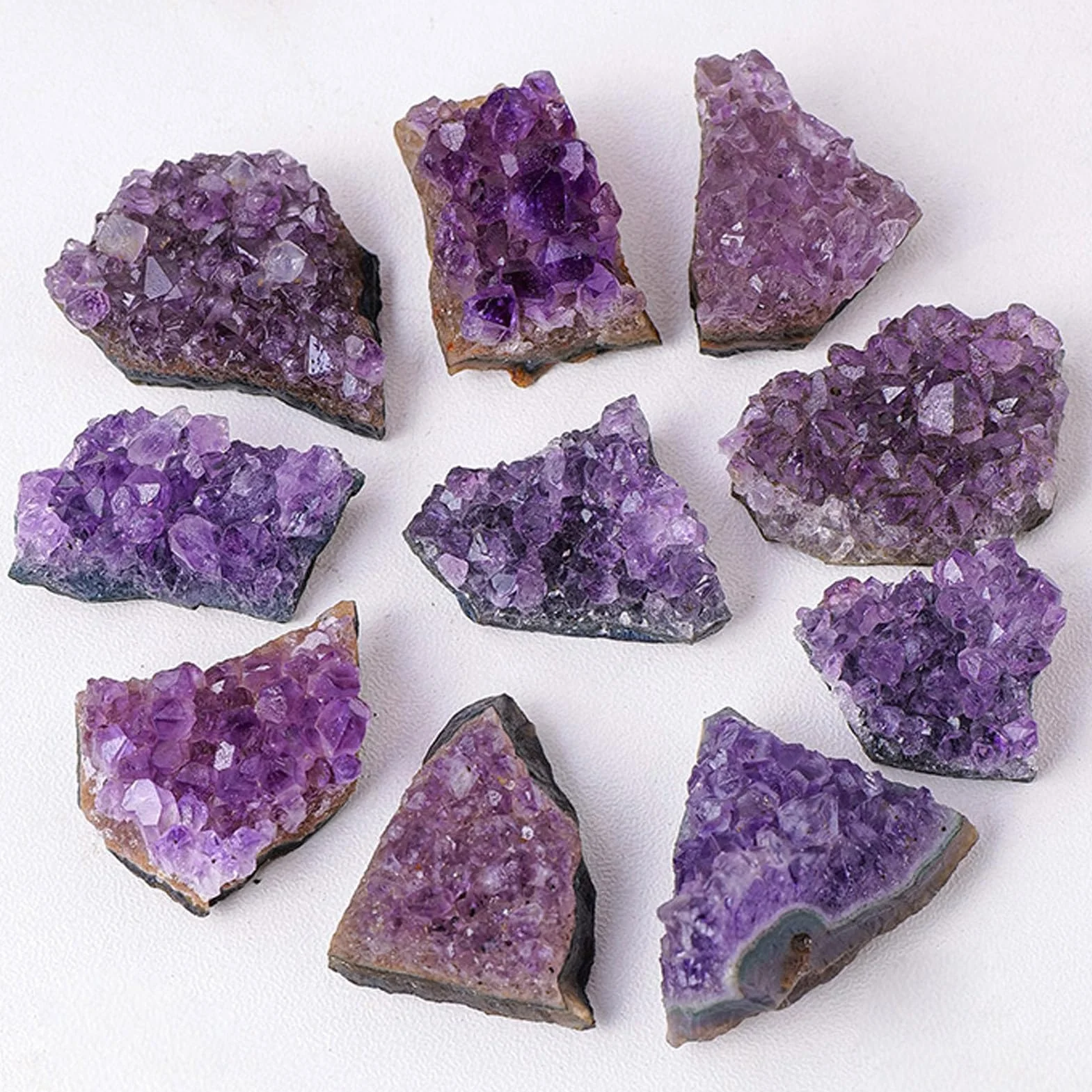 Amethyst Cluster Naturalny Kryształ Medytacyjny Głęboki Fioletowy Kamień Dom Praca