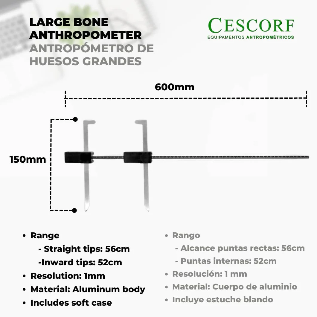Cescorf Duże kości antropometr przesuwne zacisk hamulcowy 60 cm aluminium