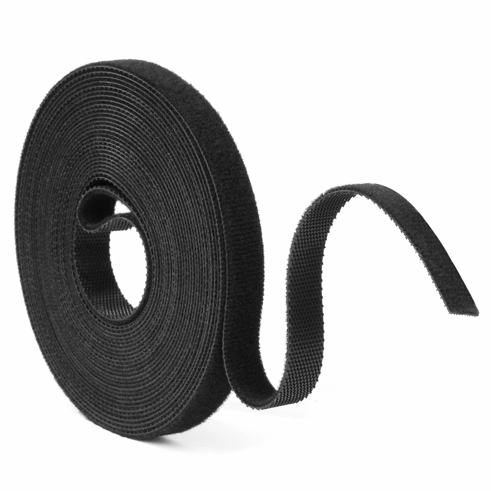 URAQT Taśma mocująca na rzep opaski kablowe, 10 mm x 5 m, wielokrotnego użytku, samoprzylepne opaski kablowe do zarządzania kablami, paski do organizowania przewodów, czarne (5 m)
