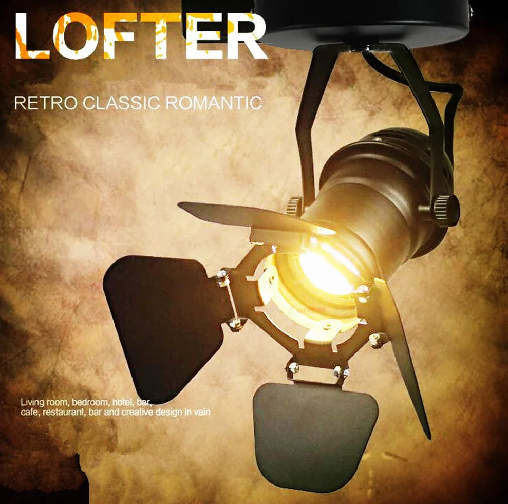 Loft industrialna lampa sufitowa/ścienna w stylu vintage, wiejskim, lampa ścienna, oświetlenie ścienne do sypialni, studia, dekoracja domu, szafa, czarna, regulowany kąt, dopuszczenie CE