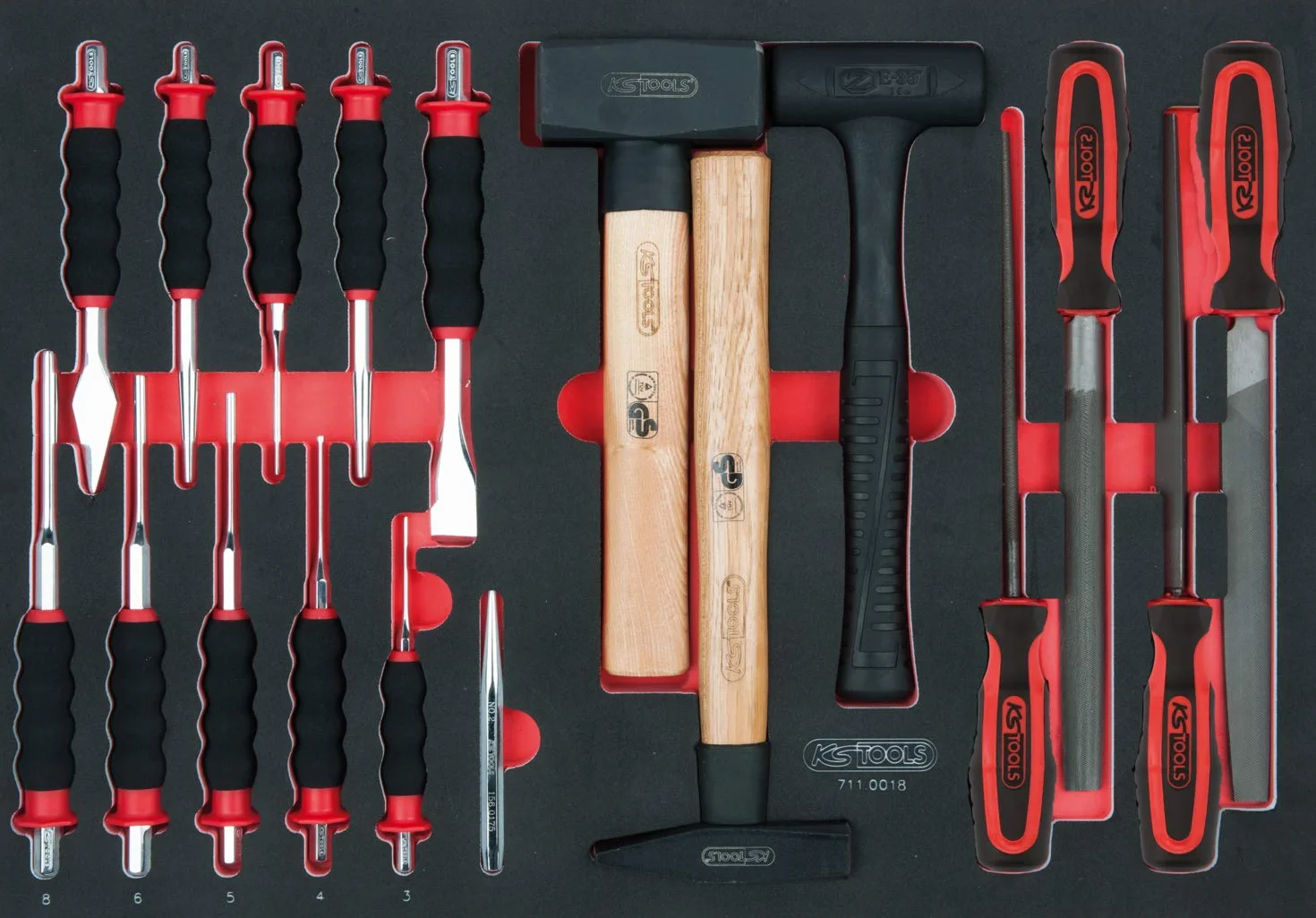 KS Tools 897.7598 ECOline CZARNY/CZERWONY wózek warsztatowy z 7 szufladami i zestawem narzędzi Premium, 598 części