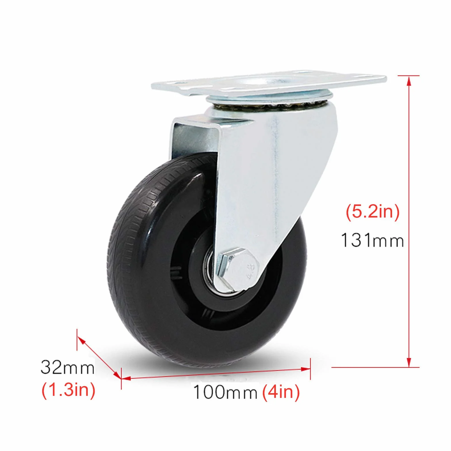 Silent Furniture Cs 4-pak kół z podwójnym łożyskiem 75 mm zamiennik do wózków, stołów warsztatowych (z hamulcem i uniwersalnym dopasowaniem)