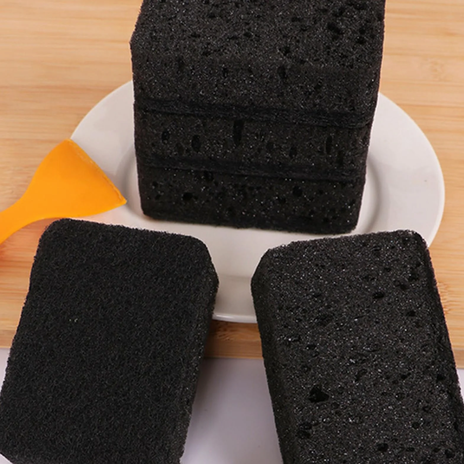 Gąbka kuchenna czarna, trwała i uniwersalna – do mycia naczyń, 3 szt