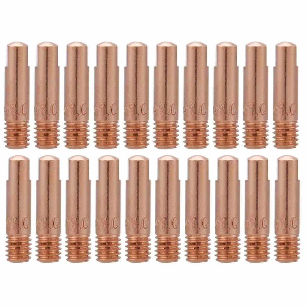 20 sztuk końcówka stykowa 0.8mm 1.0mm miedziana końcówka stykowa do 15AK MIG MAG palnik do spawania materiały eksploatacyjne (1.0)