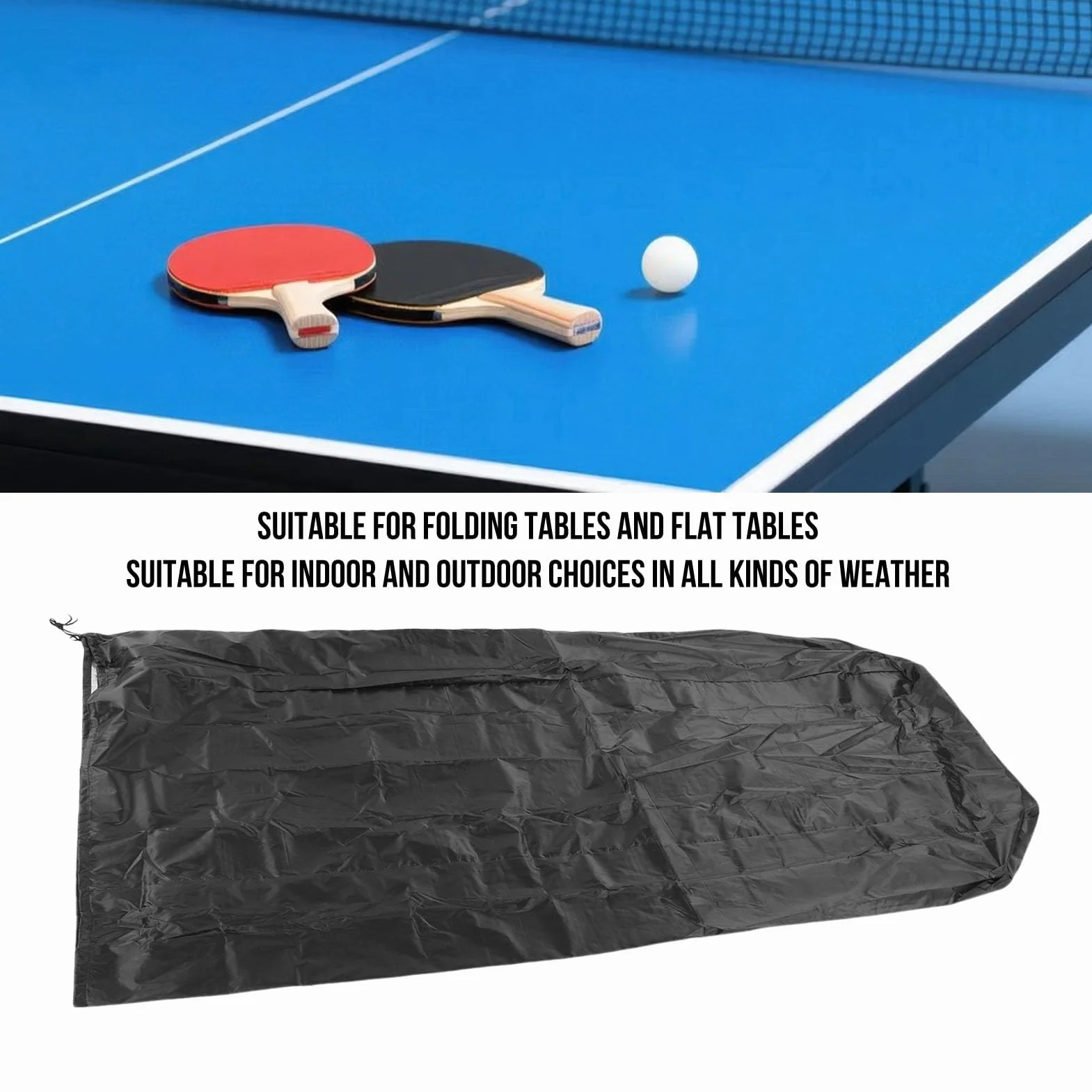 Fockety Pokrowiec na stół do -ponga, Pokrowiec na Tenis Stołowy z Tkaniny Oxford 600D na Składane Płaskie Paletki Stołowe o Wymiarach 9x5 Stóp Torba Organizacyjna, Wodoodporna, Odporna