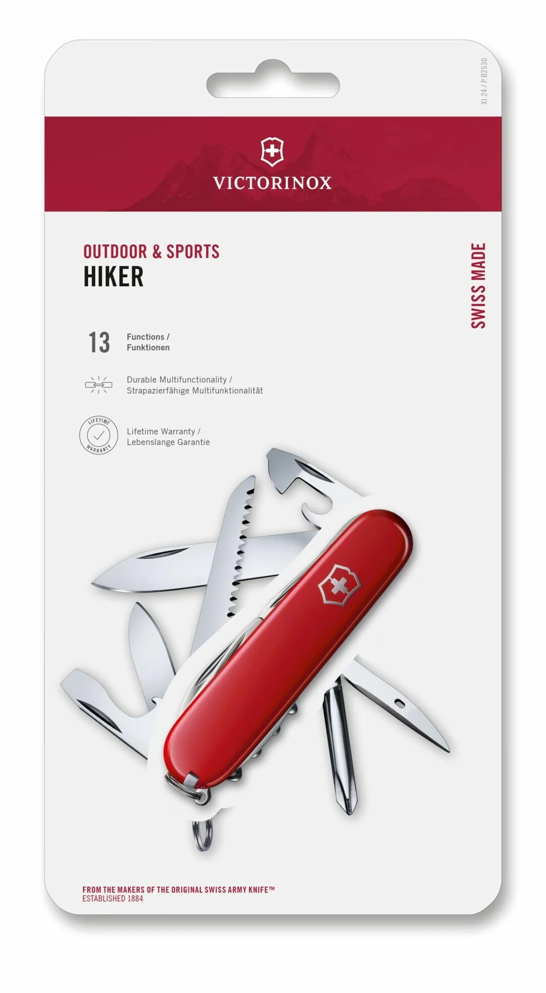 Victorinox Scyzoryk Hiker (13 funkcji, piła do drewna, śrubokręt Phillips, wykałaczka) czerwony