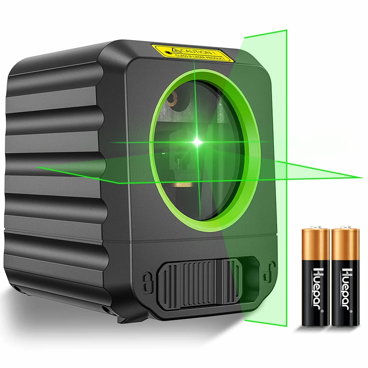 Laser krzyżowy, poziom lasera zielonego Huepar B011G, samopoziomujący laser liniowy z zielonymi liniami krzyżowymi, laser liniowy pionowy i poziomy