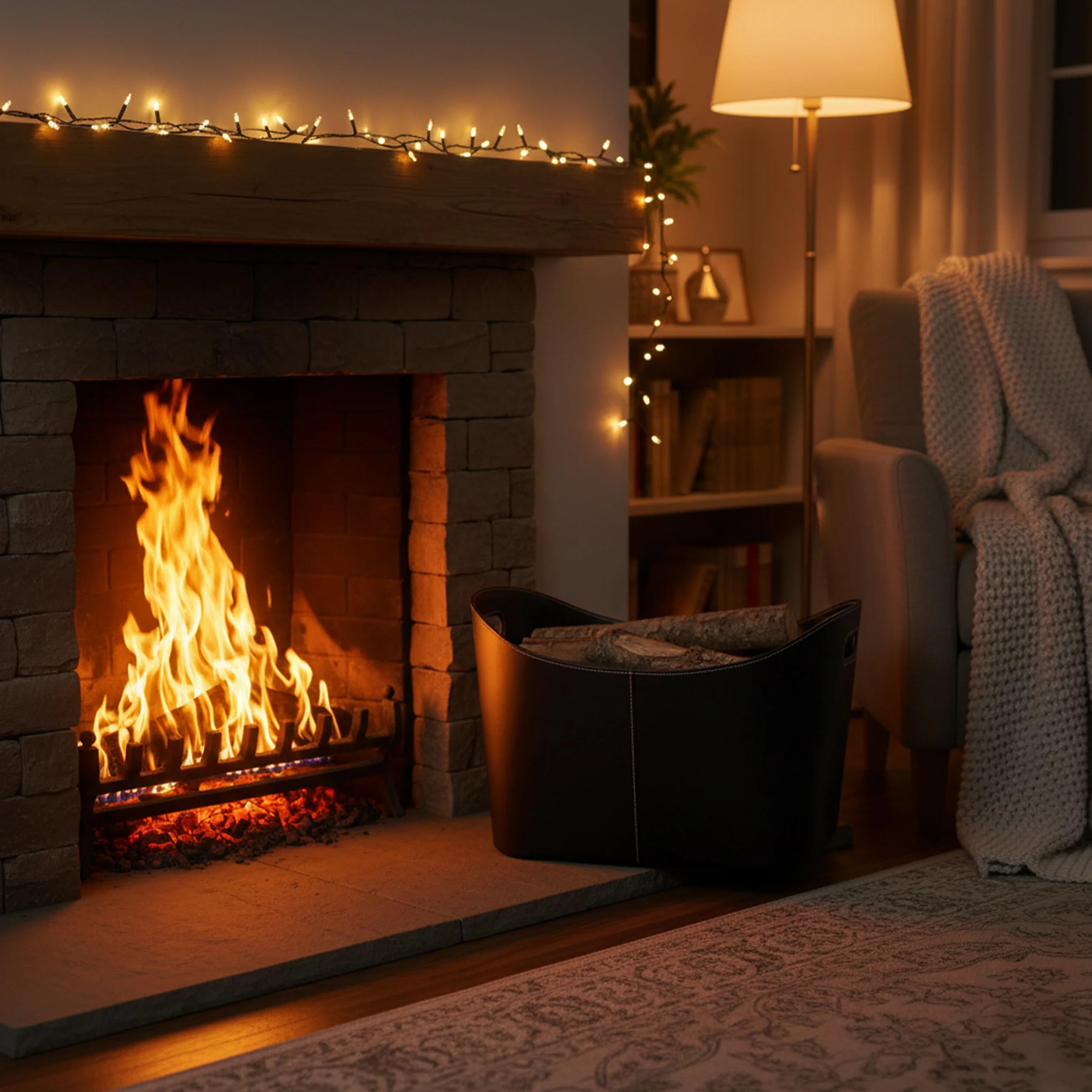 Relaxdays Kosz na Drewno Kominkowe, Sztuczna Skóra, Czarny, Rozmiar XL