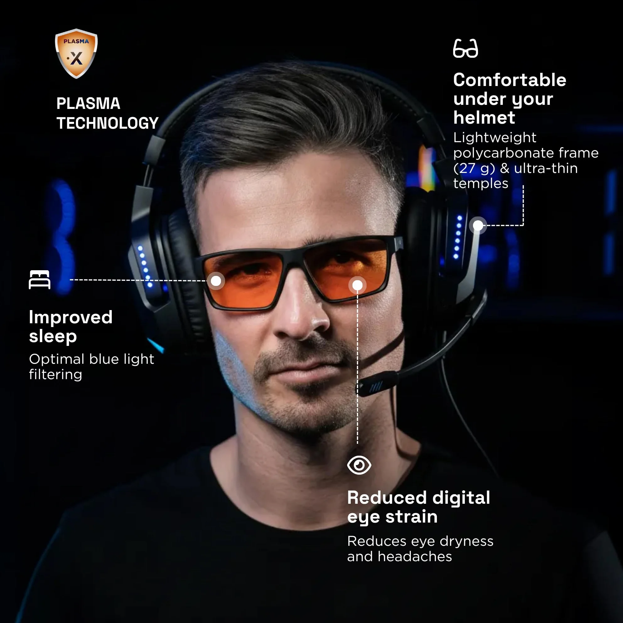 Horus X Okulary Przeciw Niebieskiemu Światłu Antyrefleksyjne Gaming V3