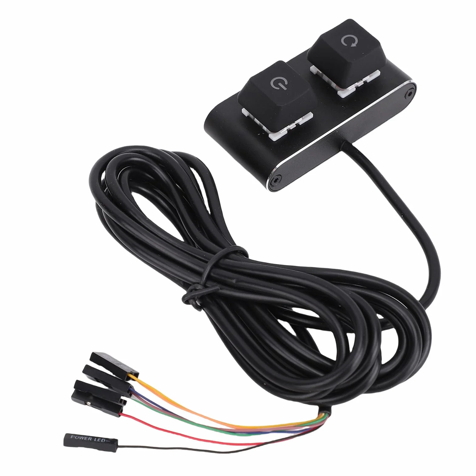 Zunate Przycisk Zasilania Komputera PC Light Mechaniczny Przełącznik RGB do Płyty Głównej Komputera Stacjonarnego, Kabel 2 M ON Off Reset SW HDD LED, Idealny do Użytku Domowego i Niestandardowych