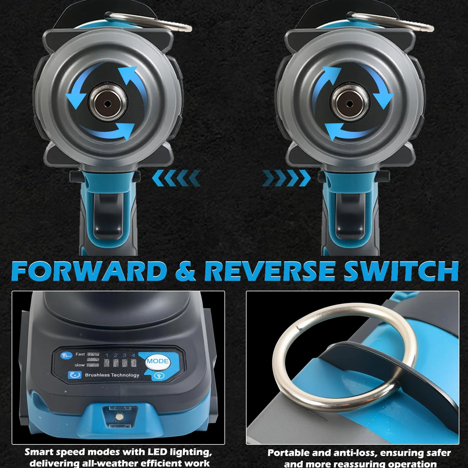 Akumulatorowa wkrętarka udarowa 1800 Nm do Makita 18 V, maks. 4000 obr./min, bezszczotkowa elektryczna wkrętarka udarowa 1/2 cala z oświetleniem LED, 4 poziomy prędkości, do naprawy opon