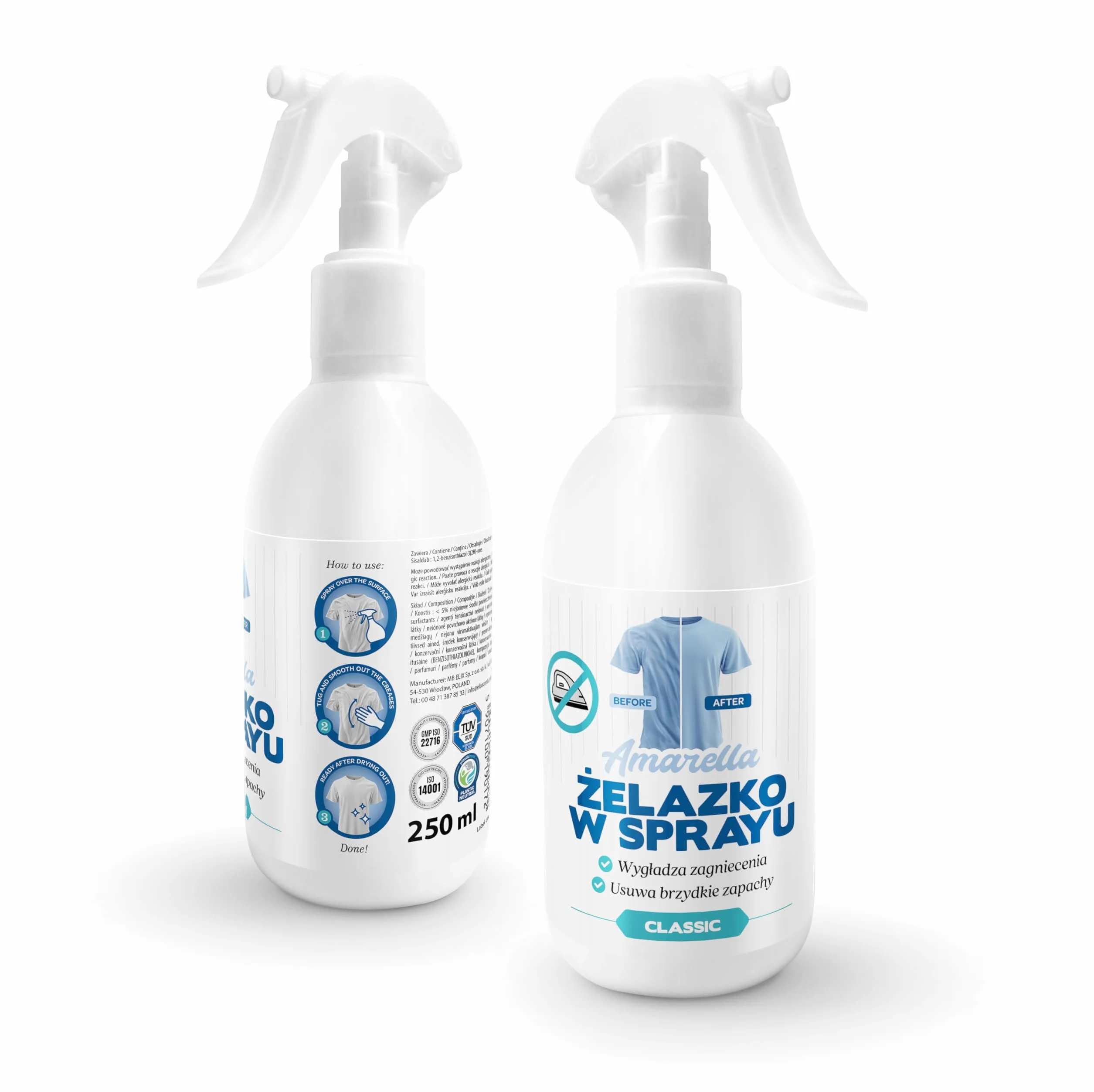 AMARELLA żelazko w sprayu zapach Crease Releaser Classic 250 ml wygładza