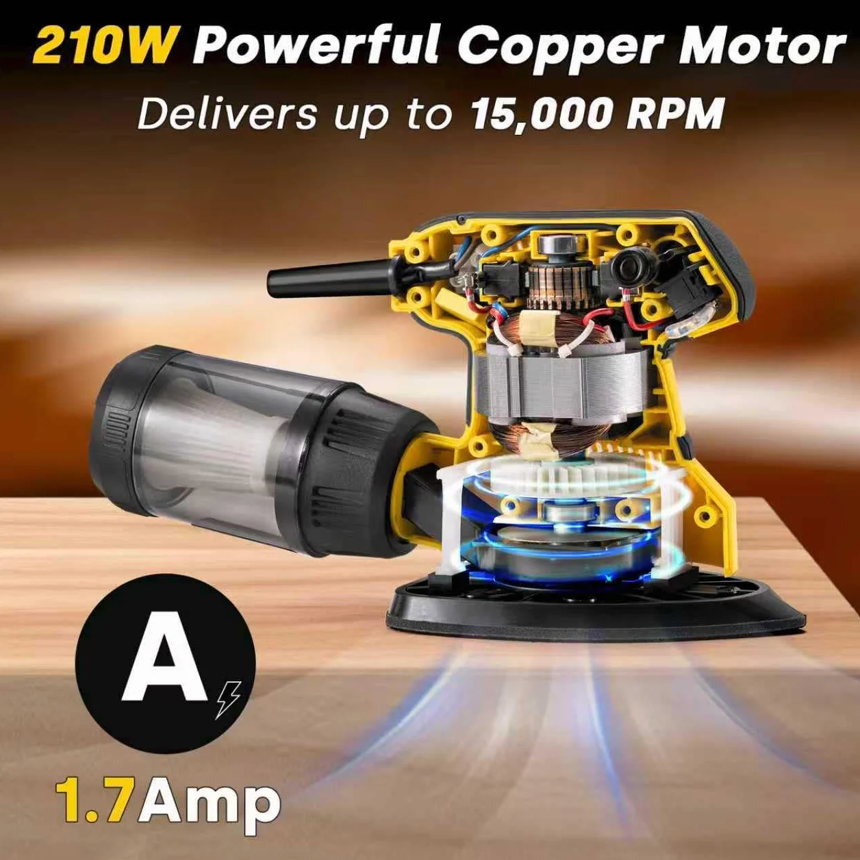 Enventor Szlifierka do myszy 210 W, szlifierka do drewna z prędkością 15000 obr./min, 16 sztuk szlifierki szlifierskiej (80, 120, 180, 240 Grit), z pudełkiem na kurz, szlifierki Delta elektryczne do