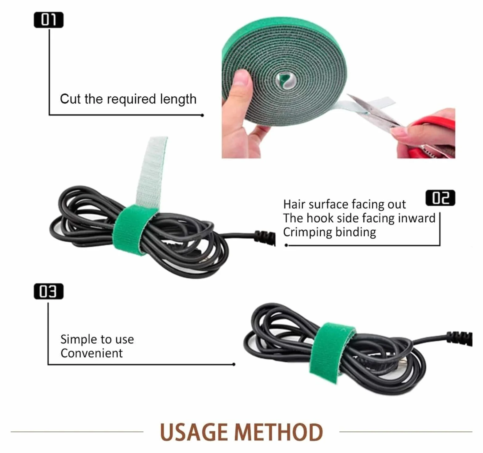 Opaski zaciskowe do mocowania opasek zaciskowych - 5 metrów do zarządzania kablami, wielokrotnego użytku, paski na rzepy Tidy Wrap, wielokolorowe (7 szt.), 2 cm