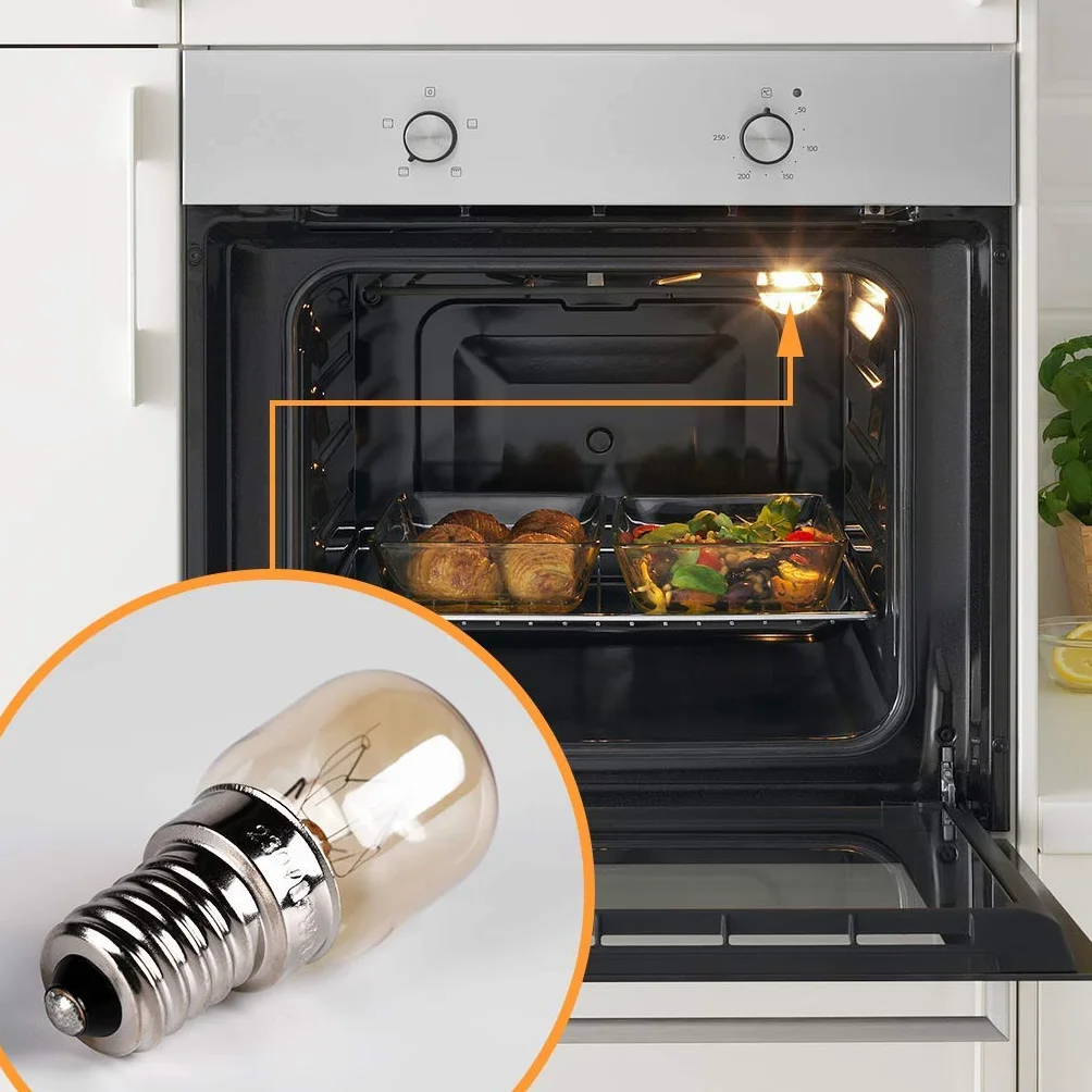 HEITECH żarówka do piekarnika, 2 sztuki, 15 W, E14, odporna na temperaturę do 300 stopni, do piekarnika, grilla, kuchenki mikrofalowej – lampa z kapsułką T22 i 2600 K