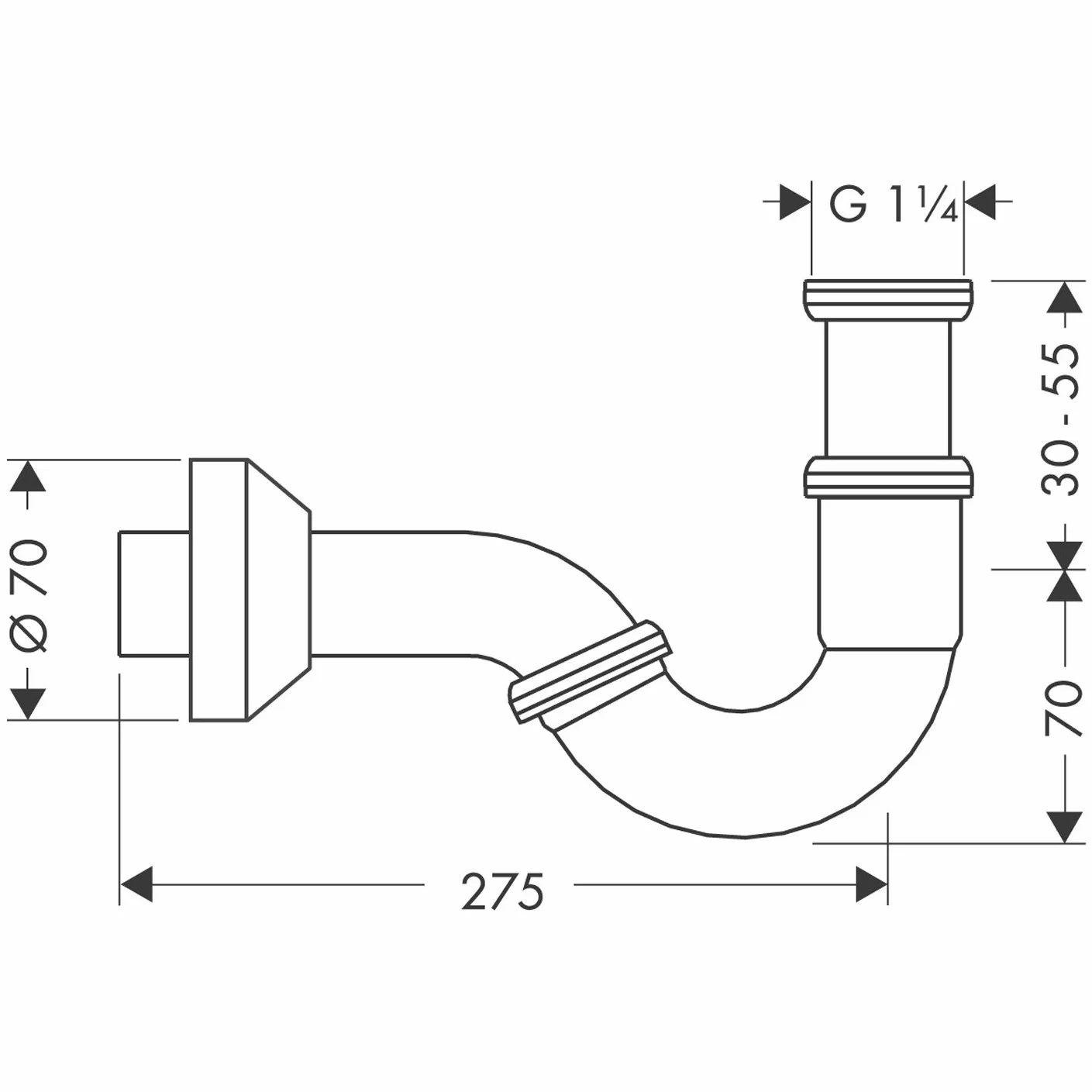 Hansgrohe bidet pułapka P 5/10.2 cm chrom jedna opcja