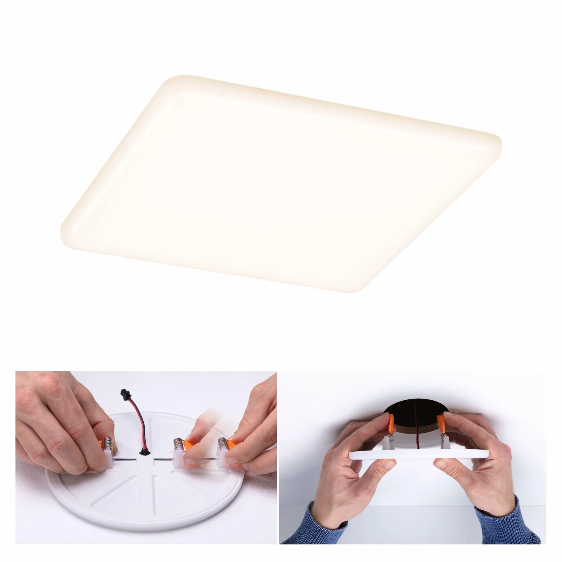 Paulmann 92395 Panel LED, oprawa wpuszczana Veluna VariFit, IP44 185x185mm czworok., w kompl. oprawa sufitowa 1x17 W satyn. tworzywo sztuczne 3000 K