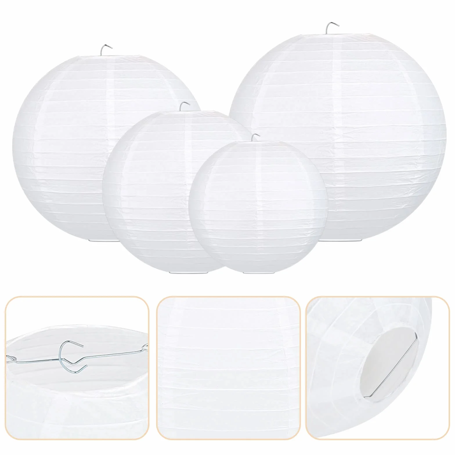 10 sztuk papierowych lampionów, białe lampiony z 10 sztukami białych diod LED, ciepłe białe światło, latarnia, abażur na wesele, imprezę, urodziny, dekoracja