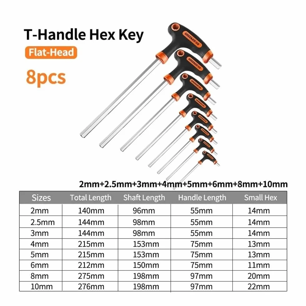 Zestaw kluczy imbusowych z uchwytem T 2-10 mm płaski/głowica kulowa + Torx T10-50 z gumowym uchwytem do naprawy roweru, samochodu i gospodarstwa domowego (płaska kulka 16 szt.)
