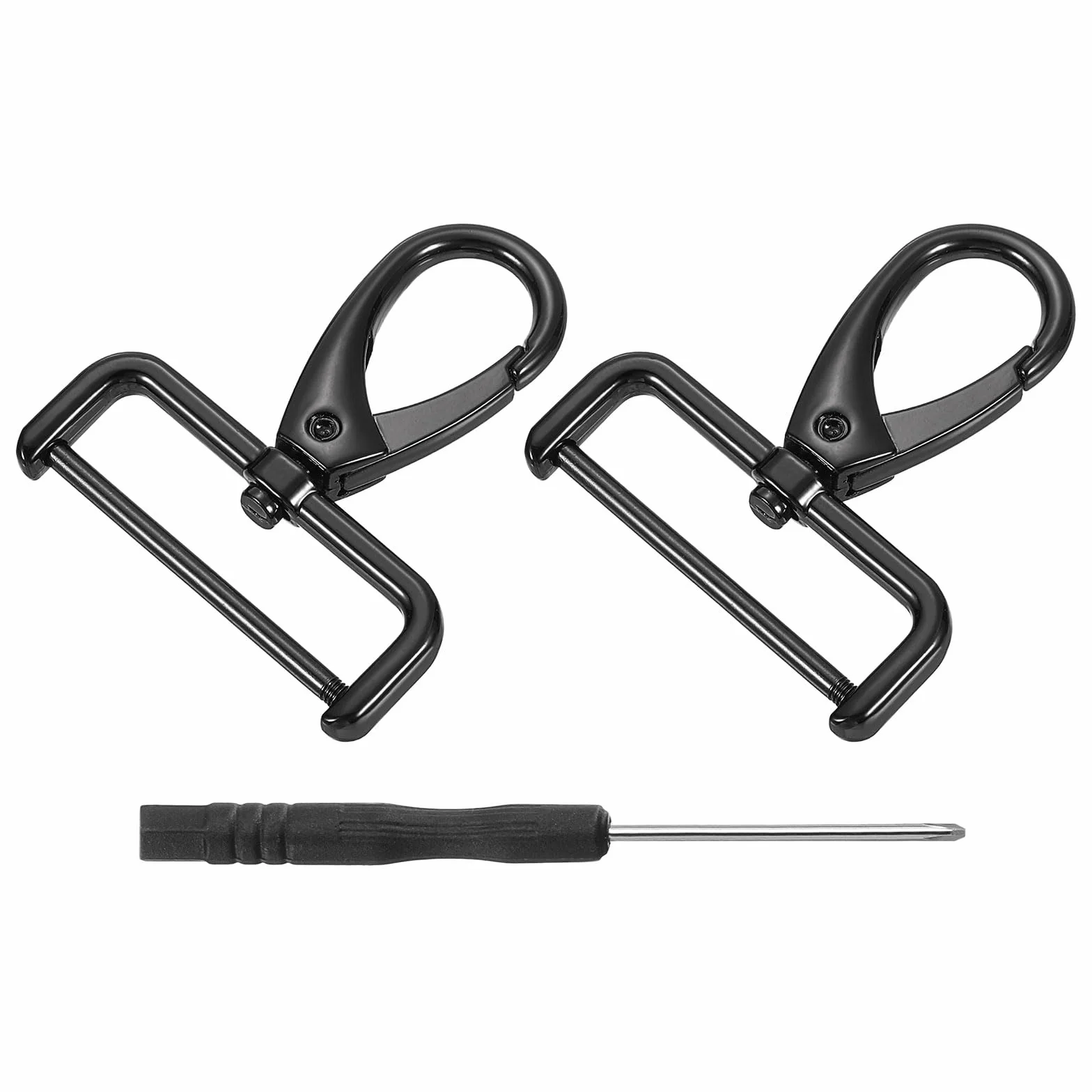QUARKZMAN 2 szt. Obrotowe zapięcia na haczyk 38 mm (1-1/2") D pierścień odpinany metalowy haczyk zatrzaskowy hak pazur hak ze śrubokrętem do torby na klucze DIY czarny