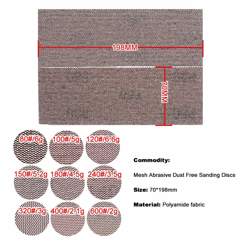 Arkusze szlifierskie z siatki, Siatka ścierna Papier ścierny 198x70mm, gradacja 80-600, rzep, lakier samochodowy, polerowanie metalu, 2-10 szt.(320 Grit,10 Pcs)