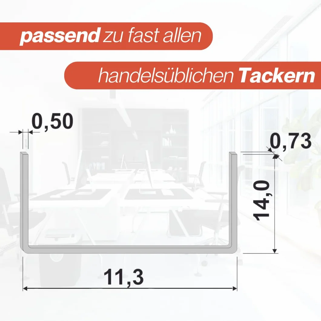 Zszywki do zszywania typu 53, 5000 sztuk, wymiary/rozmiar do wyboru, bardzo twarde, do zszywaczy ręcznych i elektrycznych, ocynkowane, zszywki, zszywki (wymiary: 14/11,4)