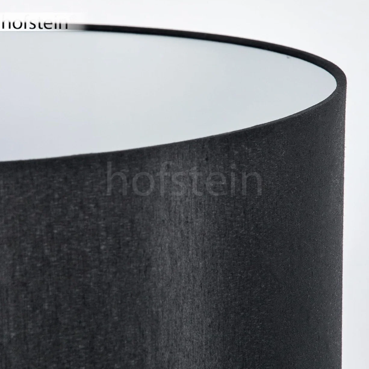Lampa stojąca Saladillo, nowoczesna lampa stojąca z drewna/metalu/materiału w kolorze naturalnym/czarnym/białym, lampa w skandynawskim stylu z okrągłym kloszem (Ø 38 cm) i przełącznikiem nożnym,