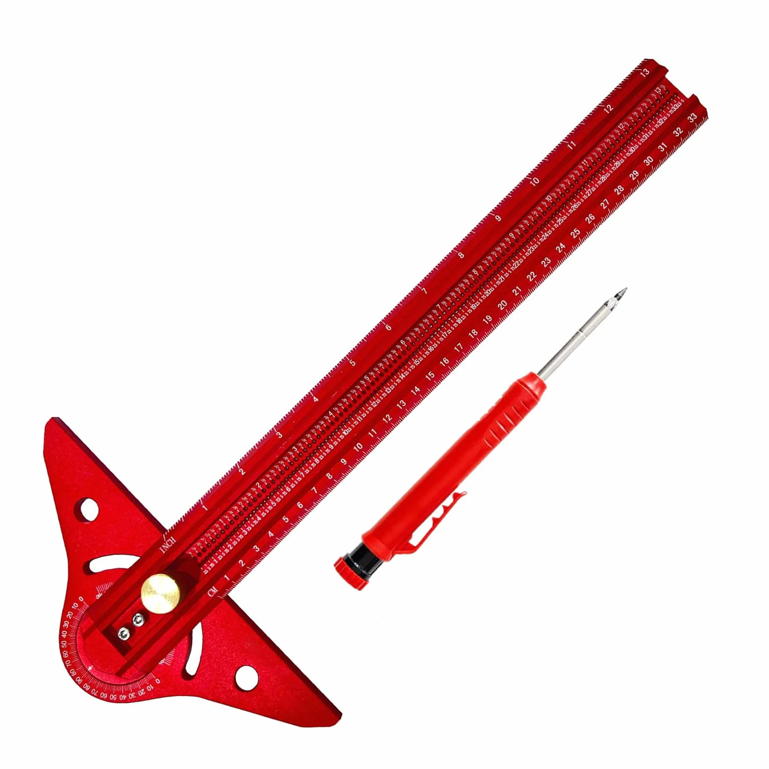 Narzędzia do obróbki drewna i stolarki Aluminiowy Regulowany Kątownik | Linijka Z Rysikiem Do Znakowania Linii W Obróbce Drewna do konstrukcji szkieletowych, mierzenia, znakowania oraz u