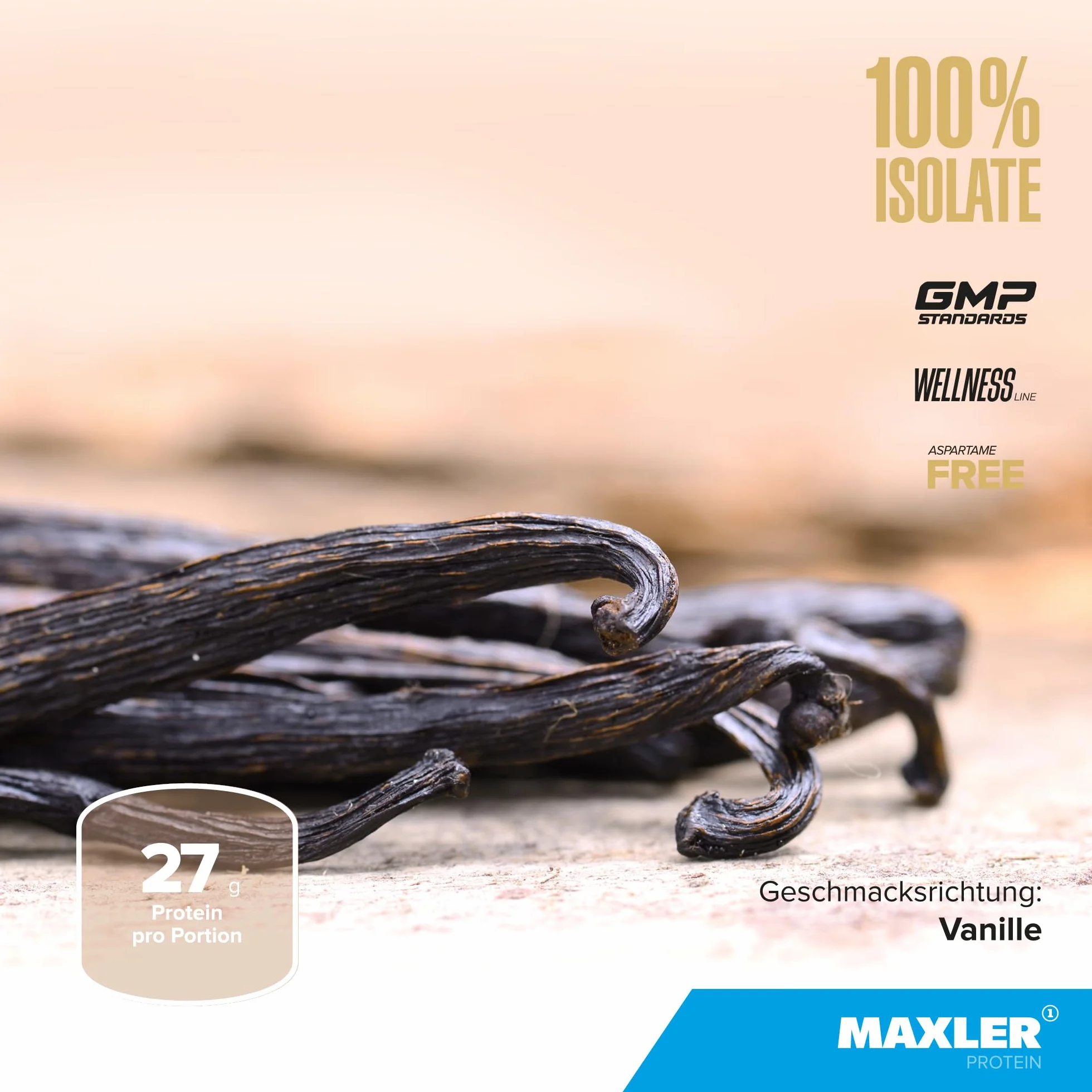 Maxler 100% Isolate Protein Pulver Vanille 300g - Whey Protein Isolate Zuckerarm