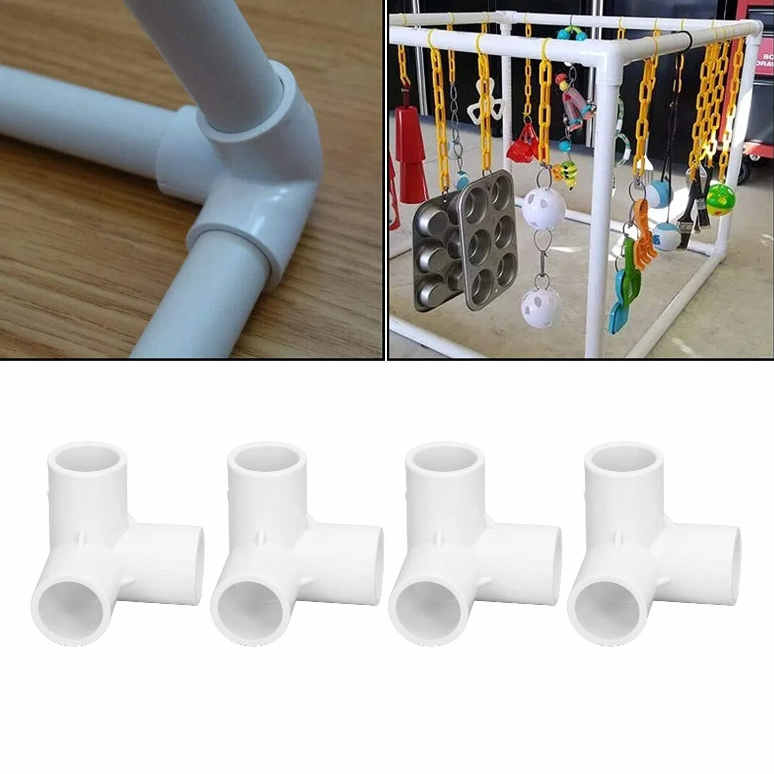 Kolanko Złączkowe z PCV 20 Mm, 3-kierunkowe, 10 Sztuk, Złączka Rurowa z Tworzywa Sztucznego z PVC, Trójnik Kątowy, Złącze Narożne do Mebli Budowlanych, Złączka Kolankowa z PCV do