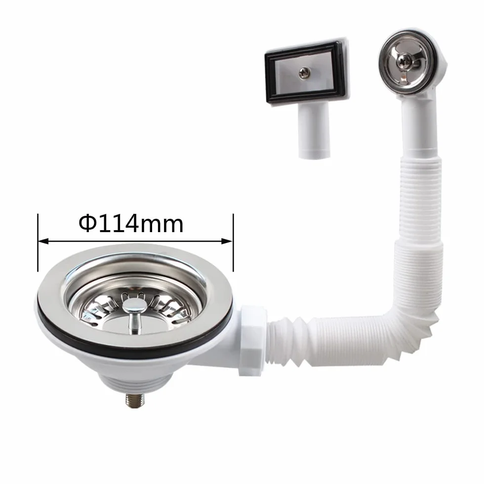 Talea 304 stal nierdzewna 5,5 cm długa śruba zlew kuchenny 114 mm miska typ odpływ sitko odpływowe z przelewem 2 typy przepływ XK186GE