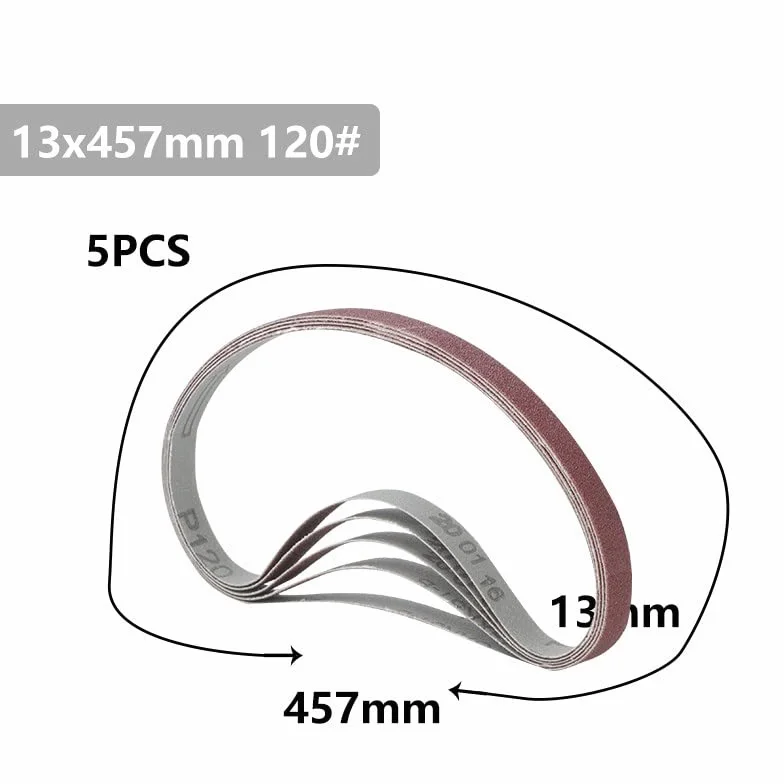 Szlifierka taśmowa, 5 sztuk 457x13mm ścierne pasy szlifierskie szlifierka papier ścierny taśmy Grit 40-120 do narzędzi ściernych(5pcs 120grit)