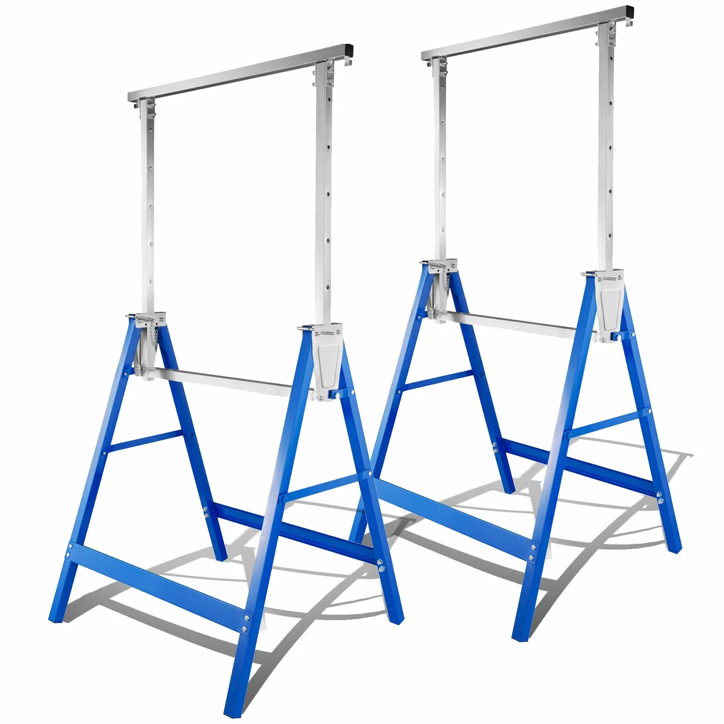 Jopassy Składany Kozioł Warsztatowy Metalowy 200 kg 80-130 cm 7-stopniowa Regulacja Niebieski