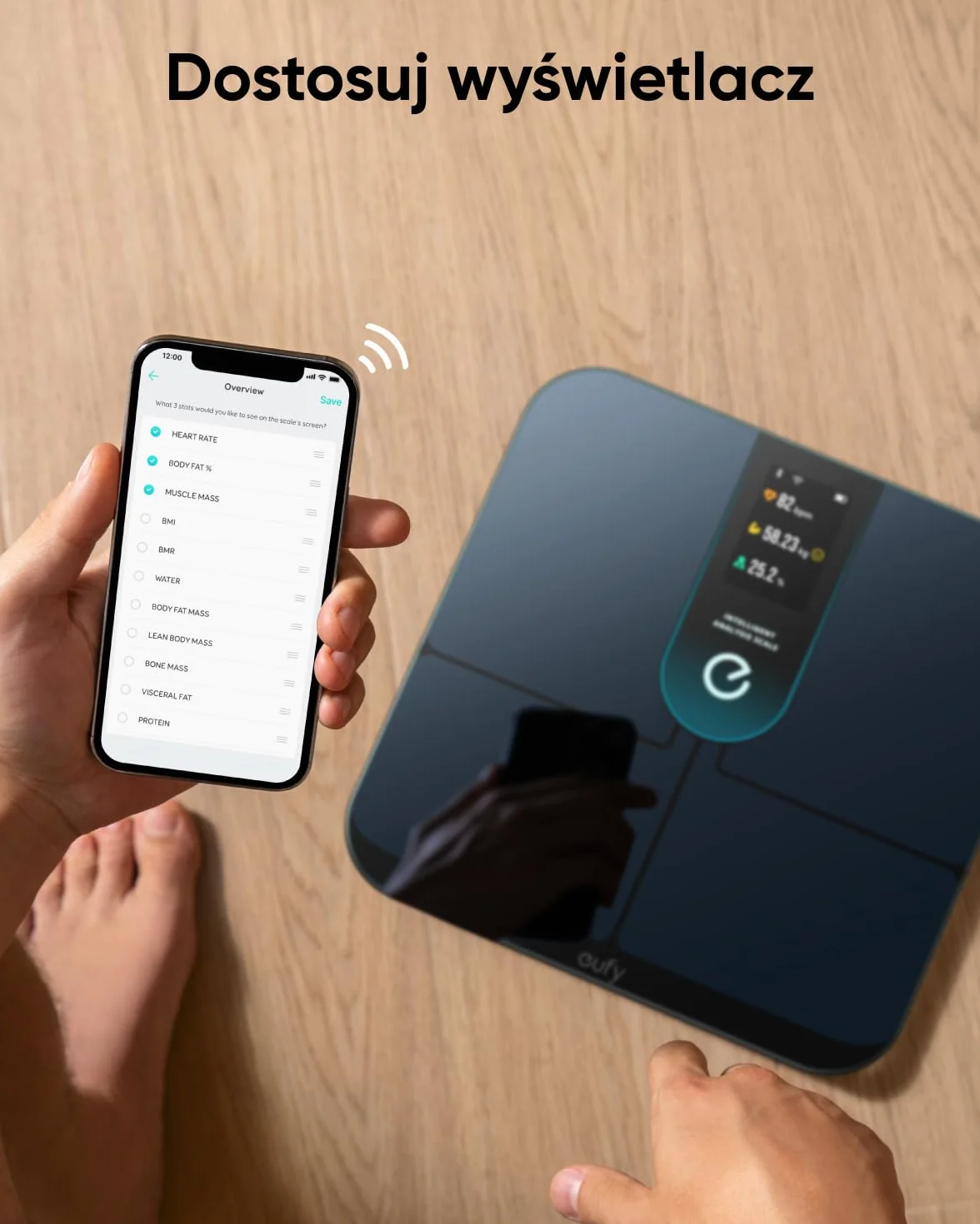 Inteligentna waga P3 Wifi Fittrack firmy eufy, inteligentna analiza, waga Bluetooth, wsparcie emotikonami, waga cyfrowa z 16 pomiarami, z tętnem, trybem wirtualnego ciała 3D, BMI, multitrybami