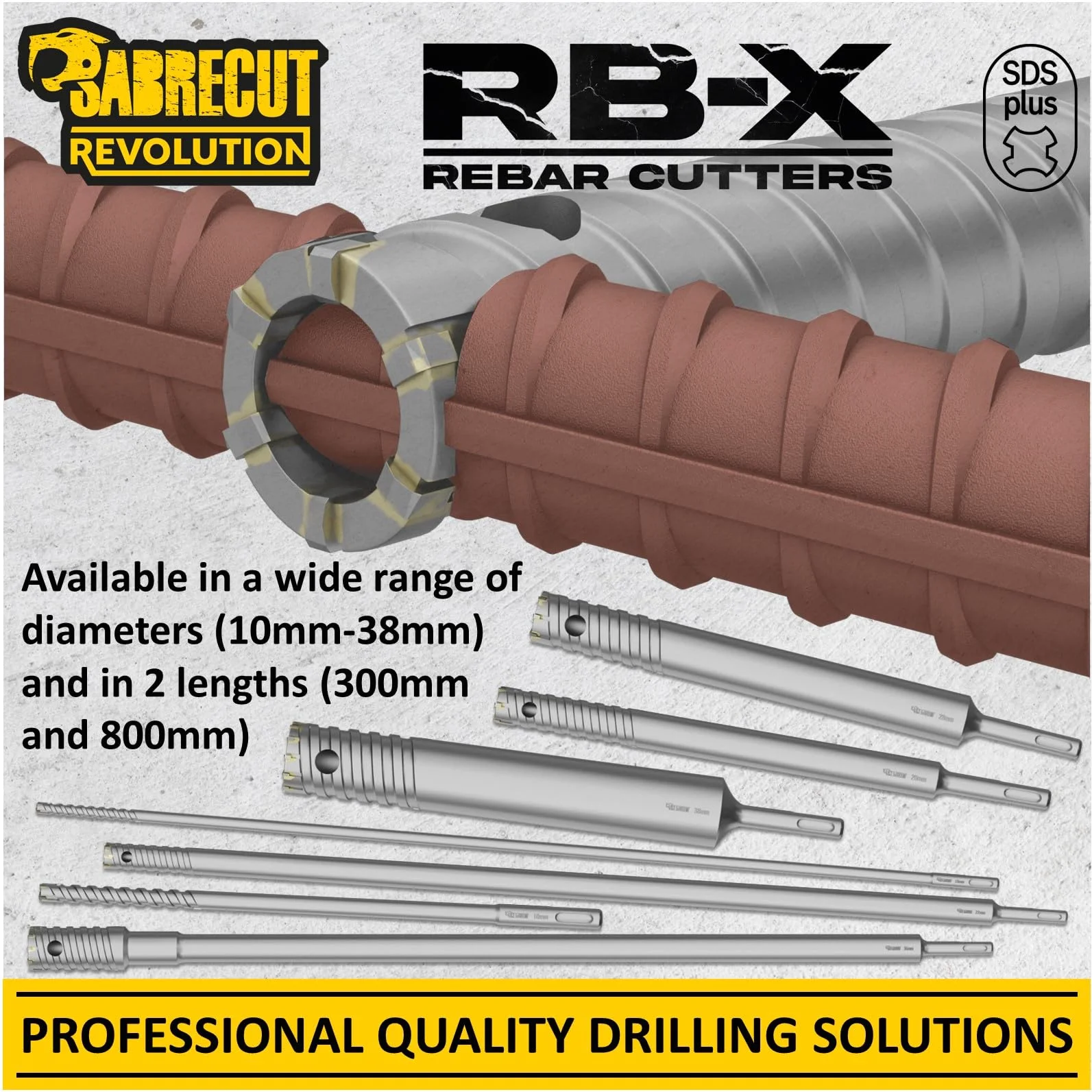 SabreCut 1pc SCRB38 38mm x 300mm Wiertła Wytrzymały | Wytrzymałe końcówki z węglika wolframu i precyzyjny lut trwale tną osadzone zbrojenie