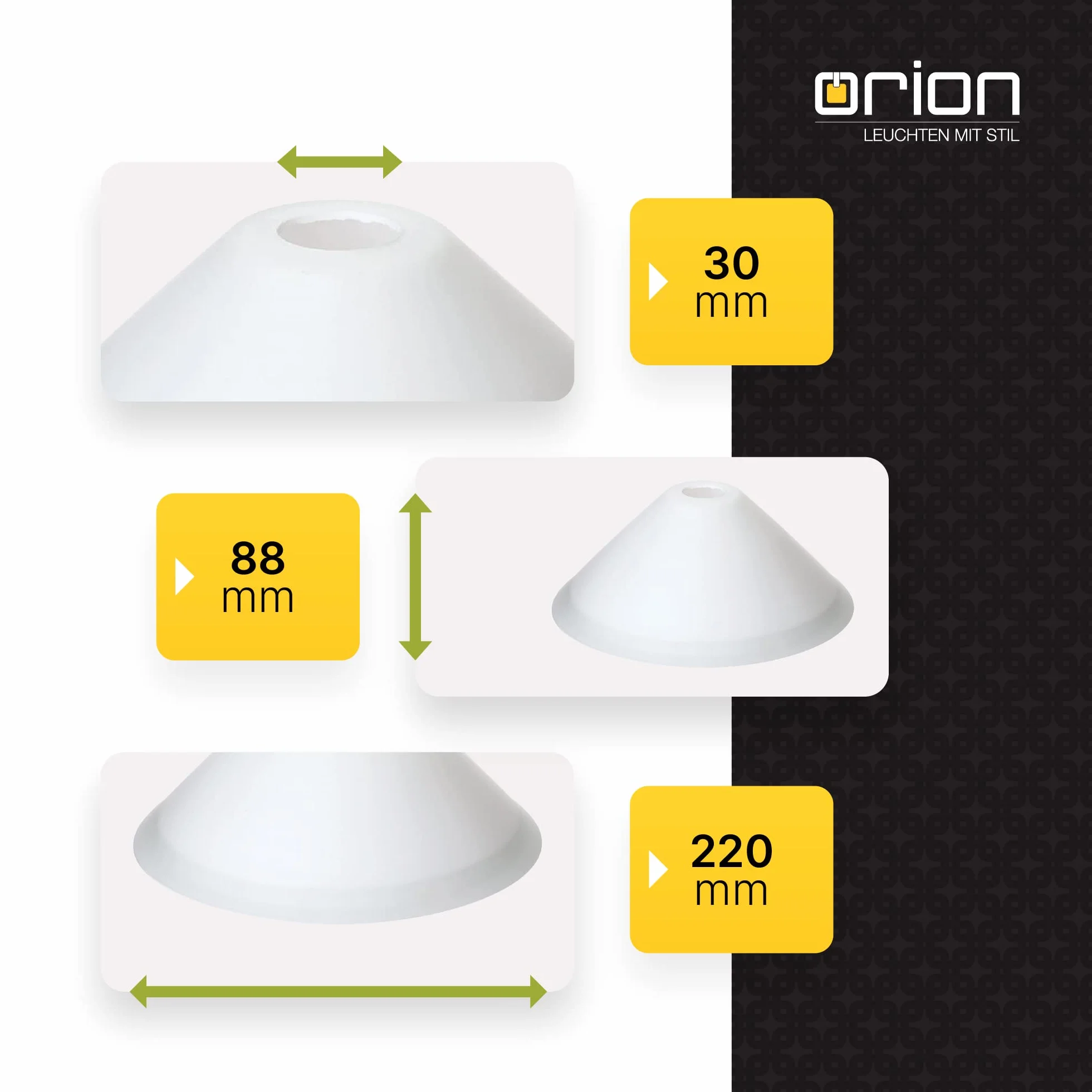 ORION LIGHTSTYLE Szklany klosz lampowy Szkło zapasowe białe E14 Średnica otworu 30mm Kształt stożkowy klosz szklarski Szkło opalowe