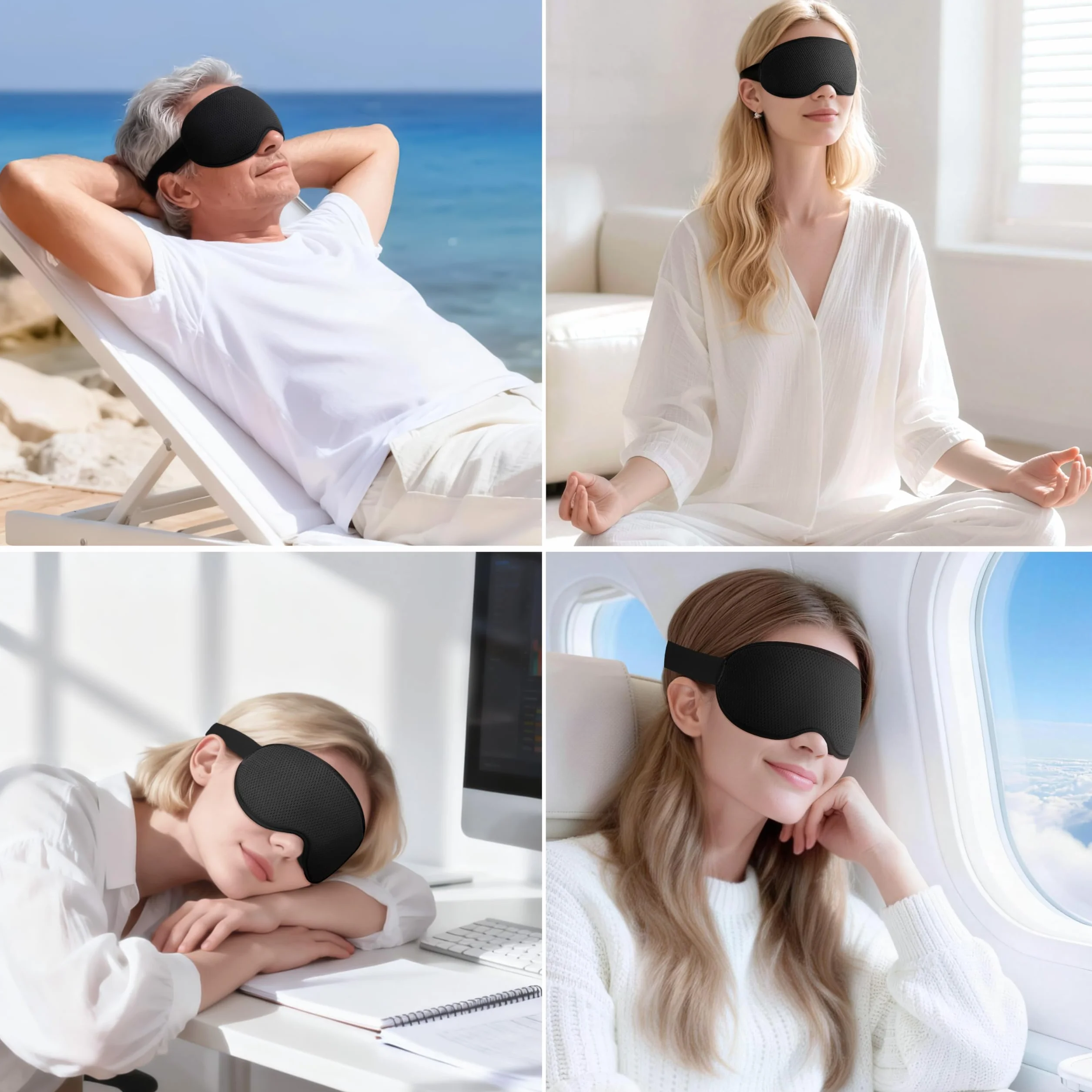 Gritin Maska do Spania 3D z Regulowaną Gumką Ergonomiczna na Oczy