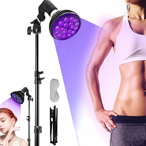 Lampa podłogowa LED do terapii światłem UV do pielęgnacji skóry, regulowana wysokość stojaka, zabieg na całe ciało i twarz z maską na oczy