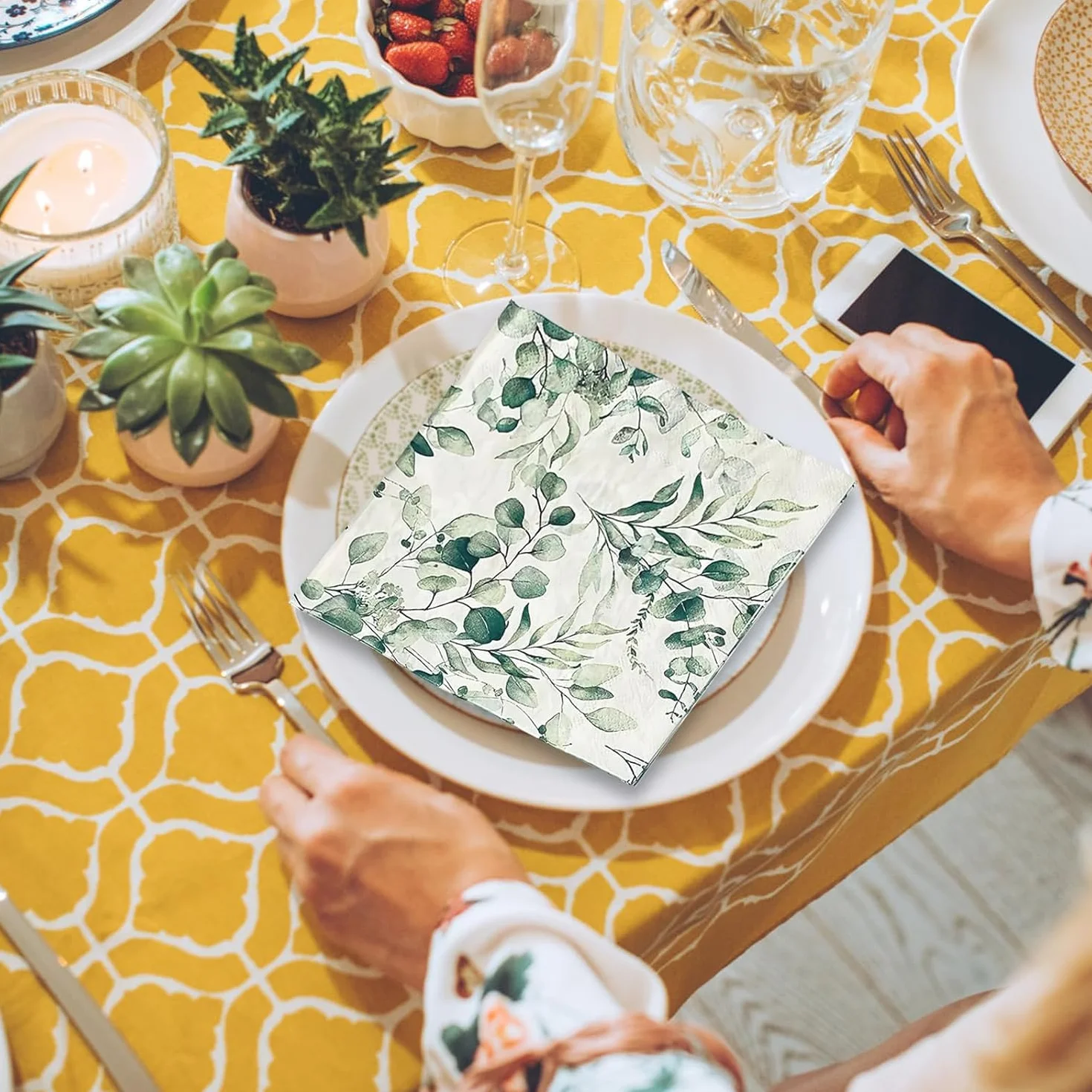 80 sztuk serwetek eukaliptusowych, zielonych, na imprezę, jako dekoracja stołu, serwetki weselne, jednorazowe serwetki na chrzest, wesele, baby shower, bierzmowanie, wesele, imprezę